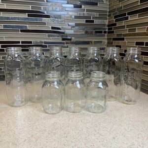 Vintage Evenflo Glass Baby Bottles Lot of 10 Mixed 8oz & 4oz Hexagon No Caps USA